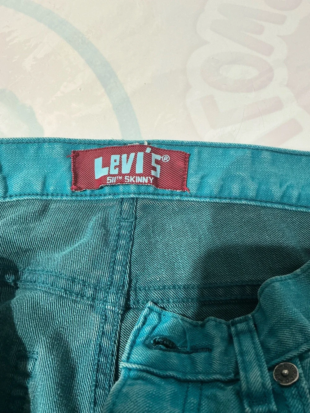 Vintage Y2K Levi's 511 Slim Skinny Jeans Teal aesthetic streetwear Denim 28x28